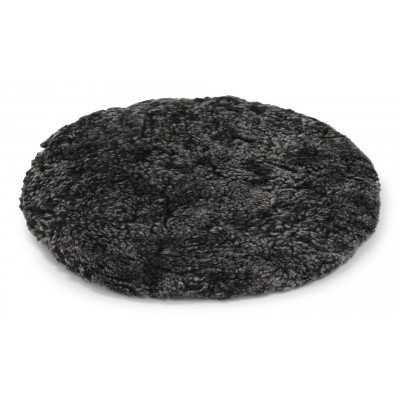 Curly pad mörkgrå - rund stolsdyna med stoppning i lockigt fårskinn
