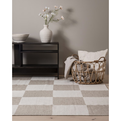 Kubik beige - handvävd ullmatta