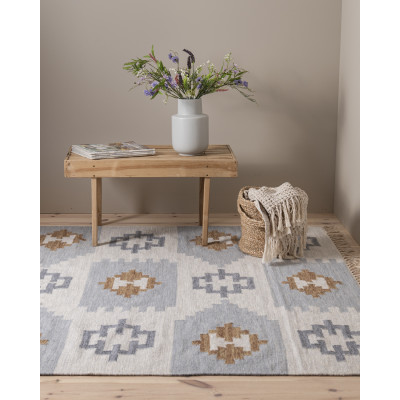 Folke blå - handvävd ullmatta