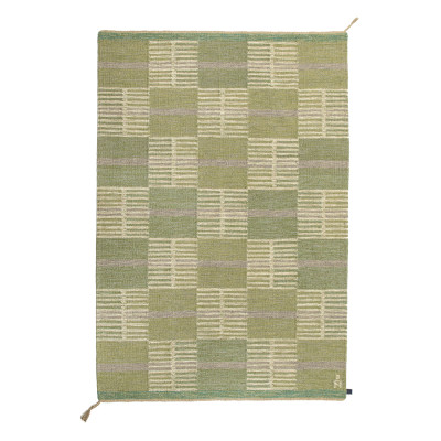 Lindö grön - handvävd ullmatta