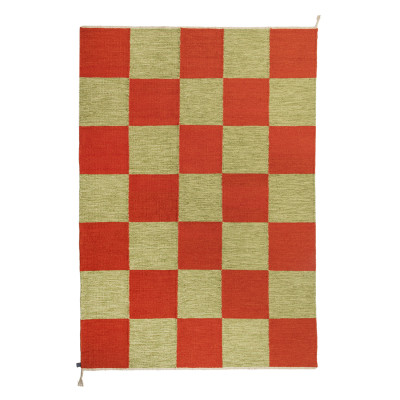 Haga orange/old green - handvävd ullmatta