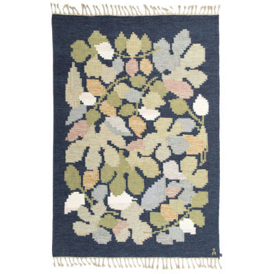 Linné blå - Handvävd ullmatta