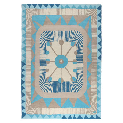 Zigzag blue - handtuftad matta